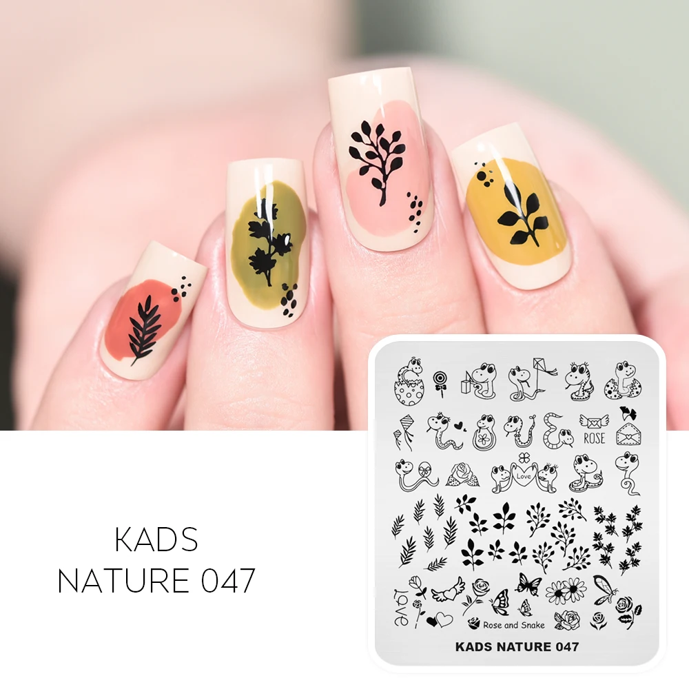KADS Chinese Nail Stamp Plate Lotus Snake Dragonfly Mixed Pattern Nail Art Image Design Tools Stamping Template Stencil Plate 2