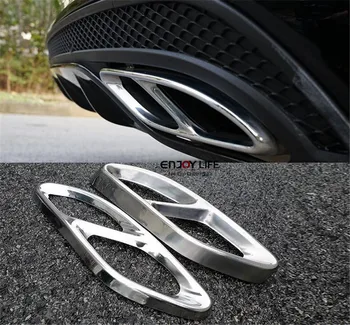 

Stainless Steel Rear Dual Exhaust End Pipe Sticker Cover Trim For Mercedes C Class W205 C180 C200 C250 C300 C400 2015 2016 Sedan
