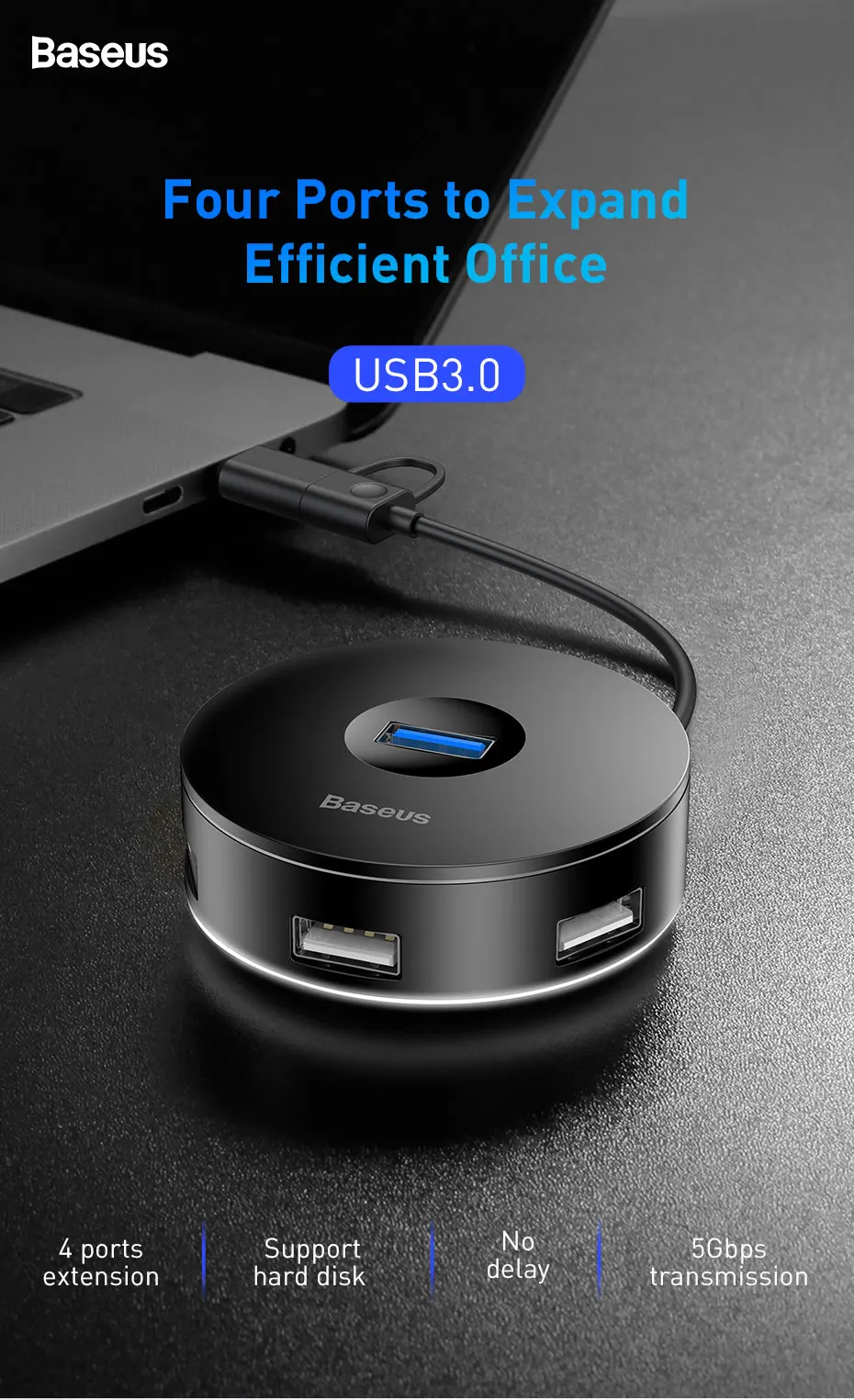 Baseus usb-хаб USB C для нескольких портов USB3.0 USB 3,0 type C концентратор разветвитель для Macbook Pro Air PC компьютер USB-C type-C HAB адаптер