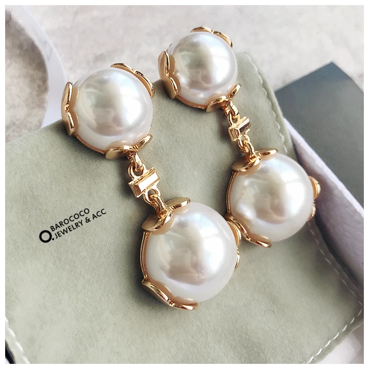 

Retro Faux Pearl Sweety Stunning Earrings Party Show Women Fancy Gift OL Brincos Ins Korean Style Brincos