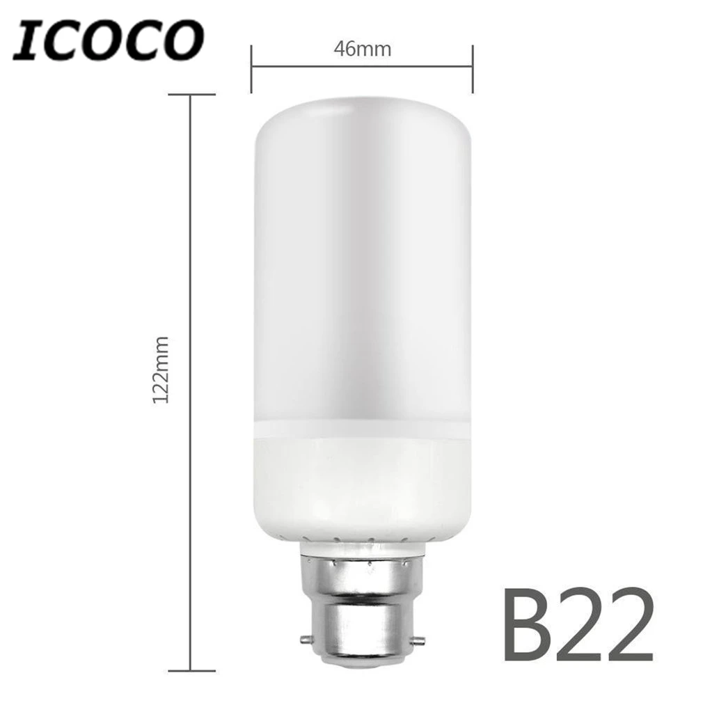 ICOCO E26/E27/E14/E12/B22 мерцающее пламя светодиодный светильник 3 режима имитирующая беспламенная лампа 2835SMD для домашнего декора на Рождество
