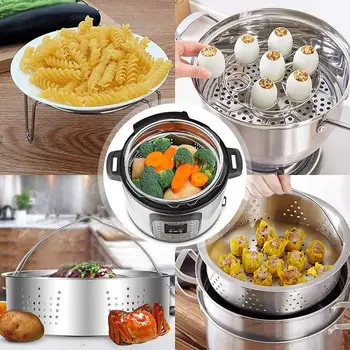 

3pcs/set Stainless Steel Egg Steamer Basket Rack Divider Instant Pot Non-stick Pressure Cooker Accessories