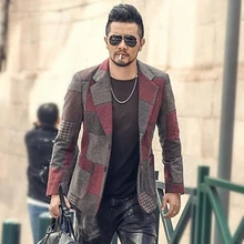 Весенний сшитый клетчатый Ретро красный костюм для мужчин повседневный костюм серый клетчатый Тонкий Европейский стиль деловой блейзер мужской свадебный костюм F196-5