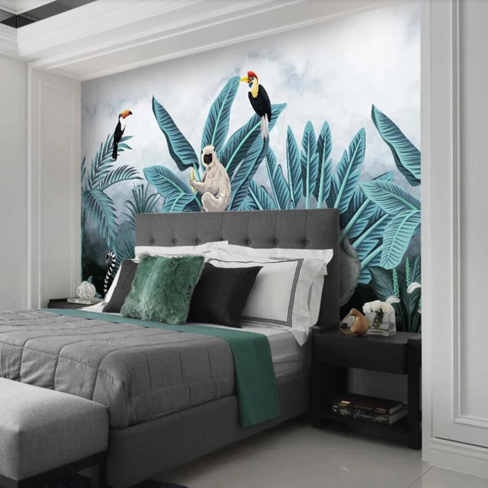 

Milofi Custom 3D Wallpaper Mural Medieval Tropical Rainforest Animals and Plants Background Wall Living Room Bedroom Decoration