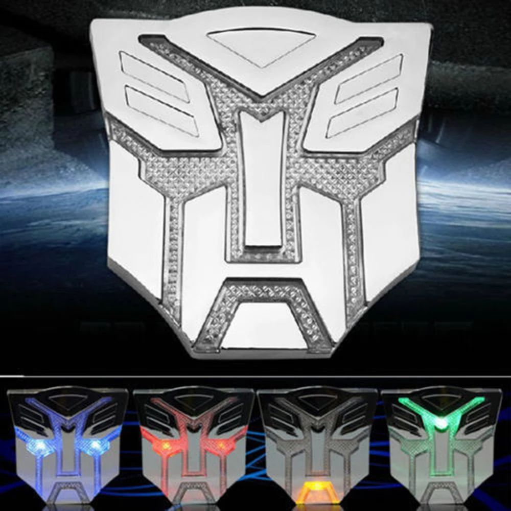 3D Silver Transformers Autobot Logo CREE LED Light Party Atmosphere Decorative 