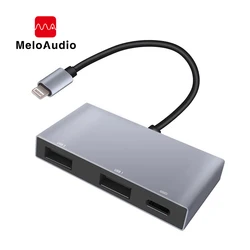 MeloAudio for Lightning to Dual USB 3.0 Camera Adapter OTG Cable with Charging Port Support U Disk for iPhone iPod,No App Needed