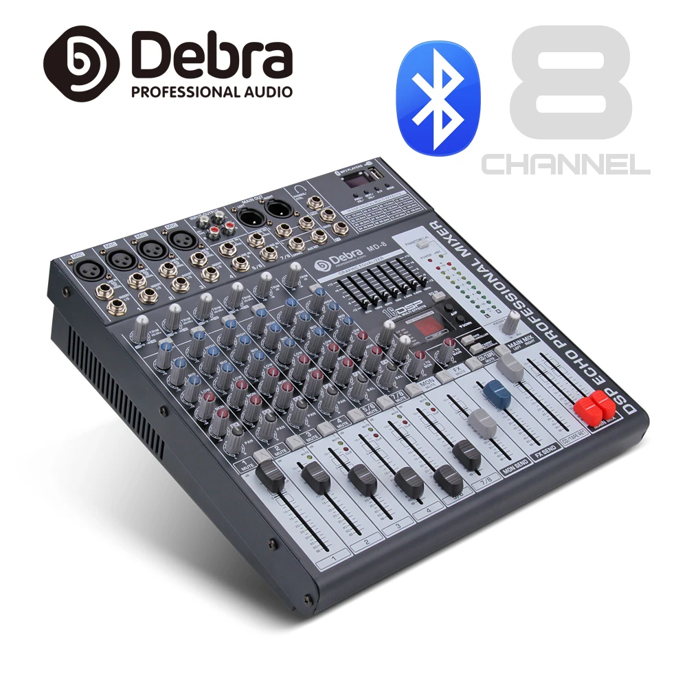 US $140.62 Good Quality Clean Sound 8 Channels Mixer Digital Audio Dj Controller With 48V Phantom Power USB Slot For Recording Stage