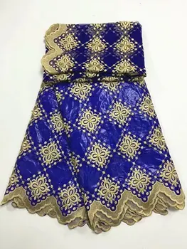 

new Bazin riche getzner tela jacquard azul real encaje tela tissu de bordado suisse cuenca tela de encaje 7 yarda/lot YYZ08993