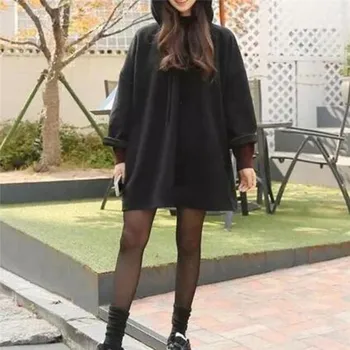 

Women Hooded Long Sleeve Sweatshirt Hoodies Students Explosion Autumn And Winter Loose Solid Color Thicken Sweatshirt