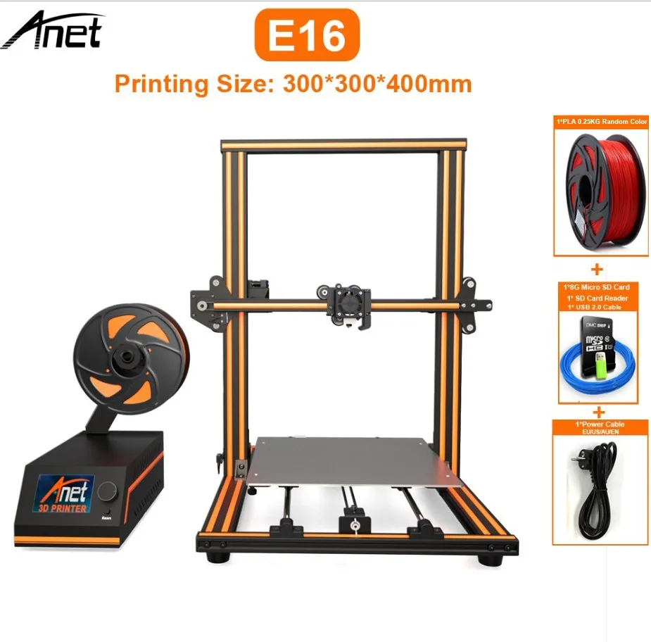 Большой размер печати E10 E12 E16 Anet 3d принтер DIY комплект Reprap i3 с Micro SD карты USB разъем офлайн печати - Цвет: E16 3D Printer