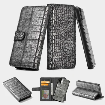 

Phone Wallet Case Flip Cover Detachable For iPhone X/XS Crocodile Pattern With Card and Cash Pockets 1pcs