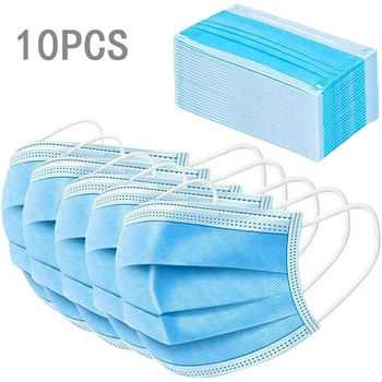 

10Pcs Disposable 3-Layer Masks Anti Dust Breathable Disposable Earloop Mouth Face Mask Comfortable