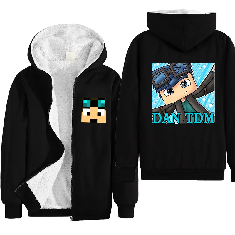 

2020DanTDM Stampy Minecrafted kids boys girls warm jacket hooded jacket plus velvet children's cotton coat autumn winter outwear
