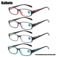 

KBT 4 Pack Blue Light Blocking Reading Glasses for Men Women Computer Reader Eyewear Fashion Presbyopic Eyeglasses Spring Hinge