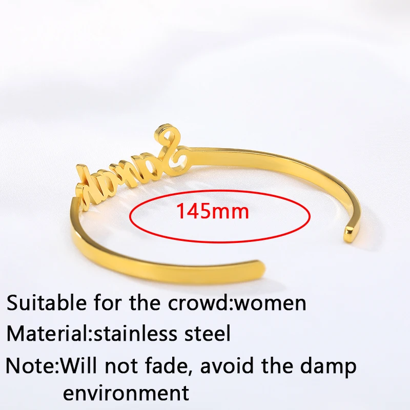 Name Bracelets Bangles For Women Girls Stainless Steel Gold Plated Bracelet Personalized Jewelry