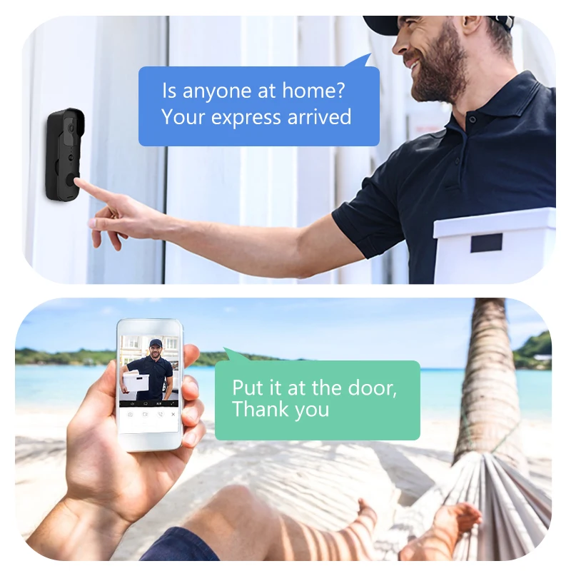 Video Doorbell IP54 Waterproof Camera Visual Intercom Chime Night Vision IP WiFi Smart Door Bell Wireless Home Security Cam 3
