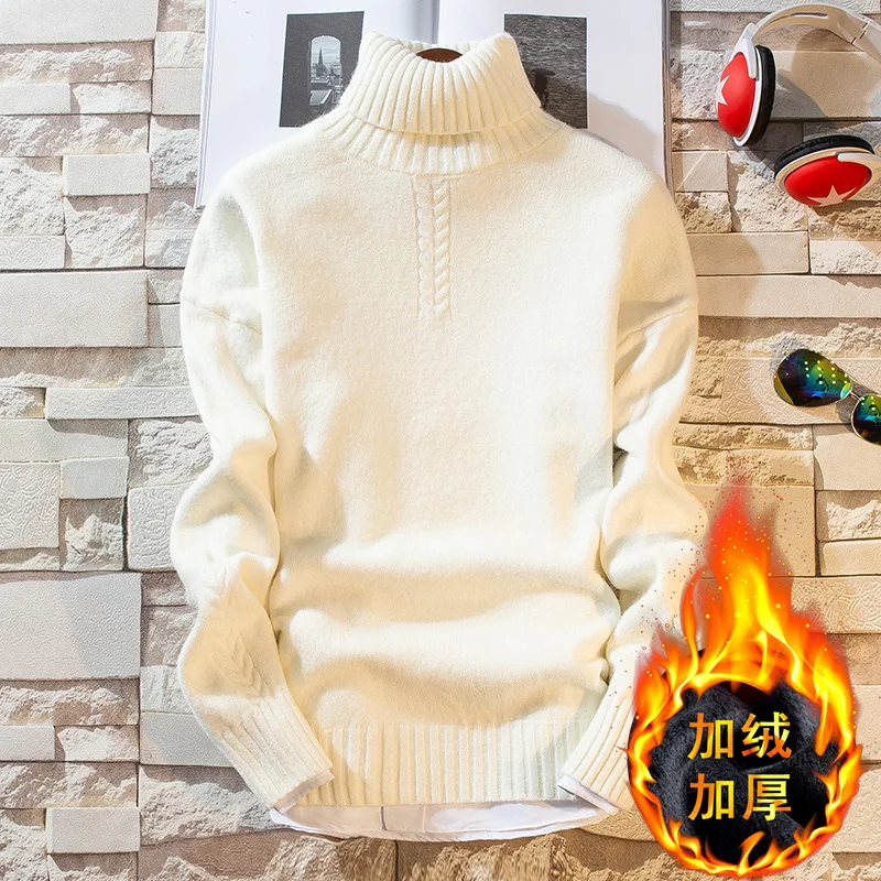 Новинка, зимний толстый теплый мужской свитер с длинным рукавом, Облегающая водолазка, мужские Рождественские свитера, высокое качество, флисовый пуловер для мужчин
