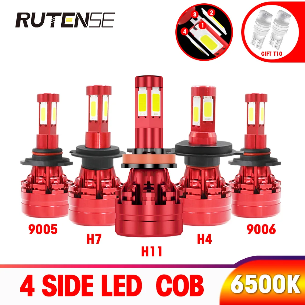 

4 side headlight COB led h7 led h4 h11 h1 h3 9005 hb3 9006 hb4 9012 hir2 h8 h9 880 9004 9007 h13 Car headlamp bulb 12V 24V 6500K