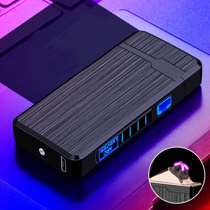 Настраиваемая ветрозащитная электрическая зажигалка с двойной дугой, USB перезаряжаемая плазменная Зажигалка для курения, беспламенная зажигалка