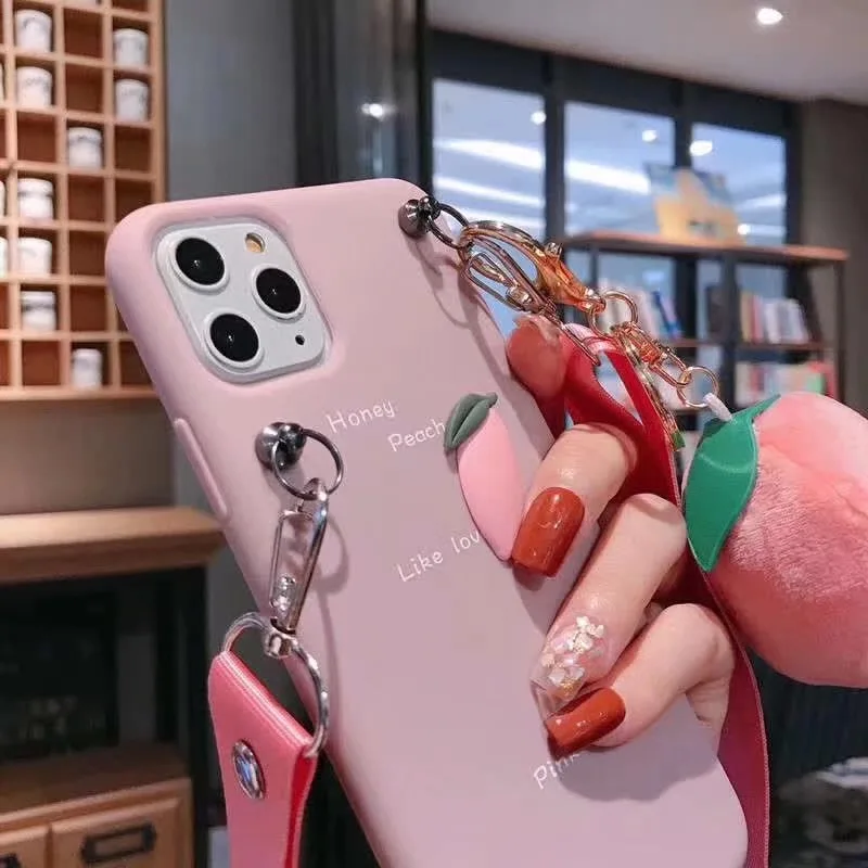 Плюшевая морковка авокадо персик кулон чехол для iPhone 11 Por X Xr Xs Max 6 6s 7 8 Plus Мягкий ТПУ чехол с ремешком через плечо