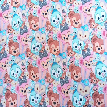 

Duffy Bear Print Blue Polyester Canvas Fabric for Girl Hometextile Backpacks Slipcover Cushion Cover DIY 140cm Width-BL042
