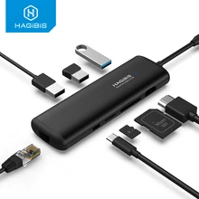 Хагбис тип-c концентратор Многофункциональный USB 3,0 концентратор USB C к HDMI/VGA/AUX/RJ45/SD/TF кард-ридер/PD зарядный адаптер для MacBook PC