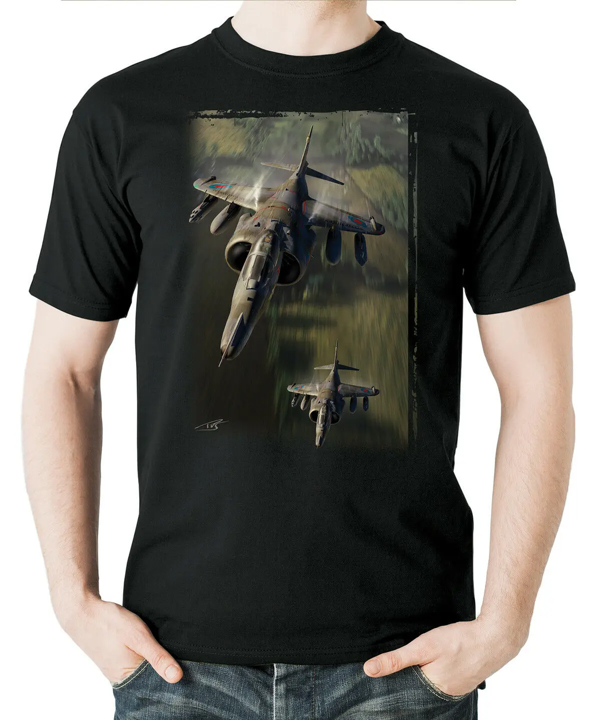 

Royal Air Force Harrier-GR3 Fighter Printed Aviation Themed T-Shirt. Summer Cotton Short Sleeve O-Neck Mens T Shirt New S-3XL