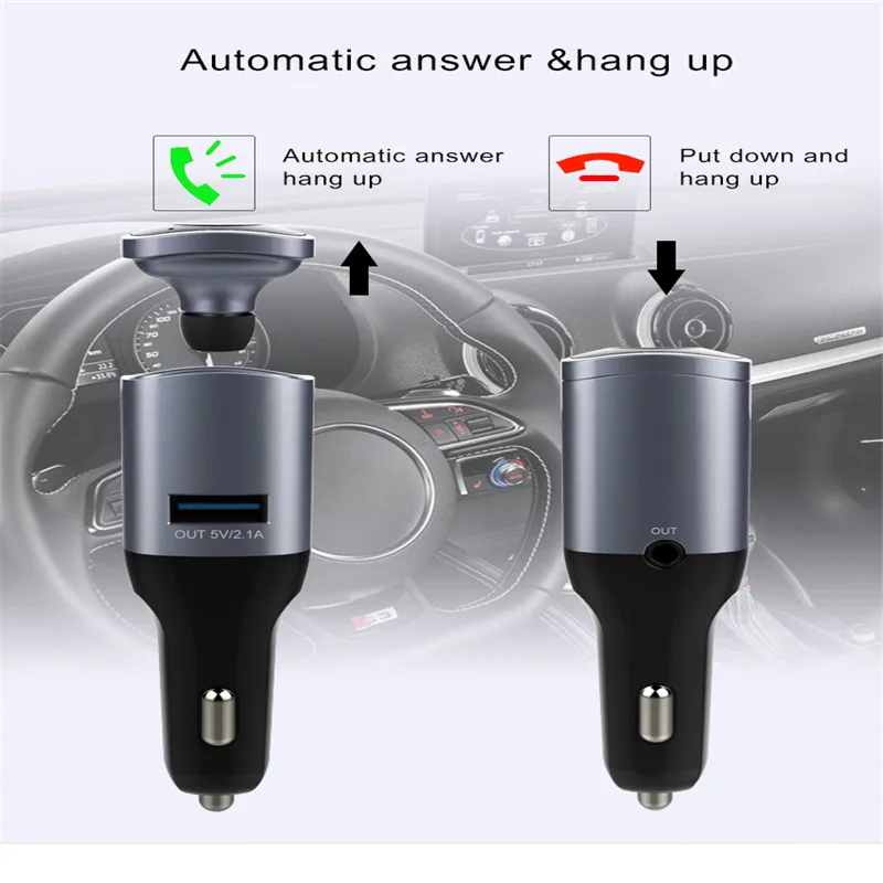 2 in 1 Stereo Car MP3 Player with Wireless Bluetooth Earphone Music Player Hans-free Call USB Car Charger