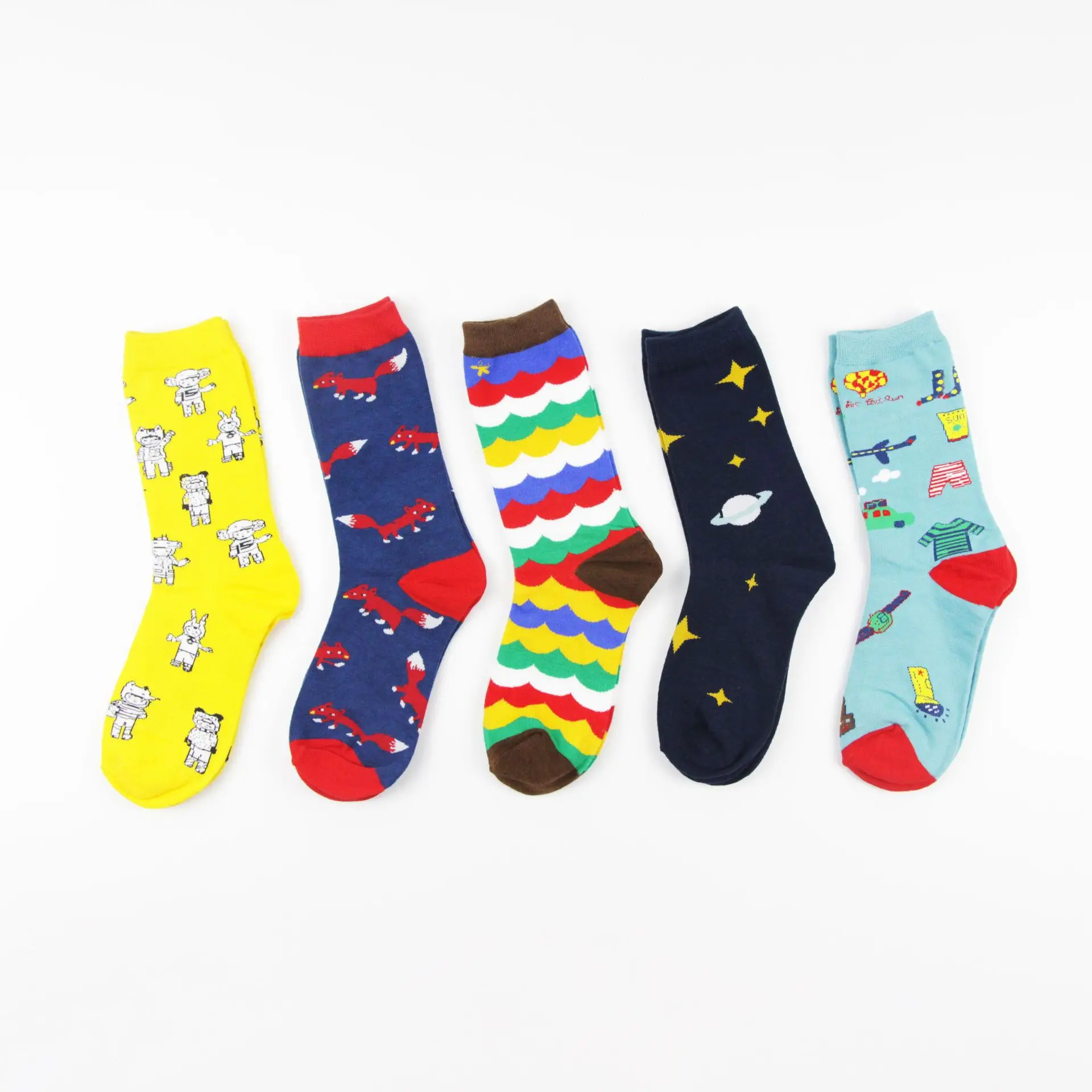 1 пара носков средней длины, унисекс, Забавные милые носки, подарок, Повседневная Уличная одежда, креативные носки с рисунками, забавные носки, кавайные, радужные