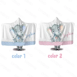 LVYZIHO Custom Name Elephant Hooded Blanket Two Size For Adults / Kids Warm Home Picnic Wearable Fleece Blankets