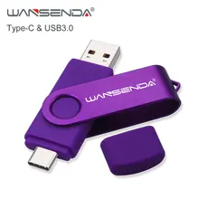 Nova WANSENDA USB 3.0 TIPO C OTG Unidade Flash USB Pen Drive 512GB 256GB 128GB GB 32 64GB 2 em 1 16GB Stick USB Pendrive de Alta Velocidade