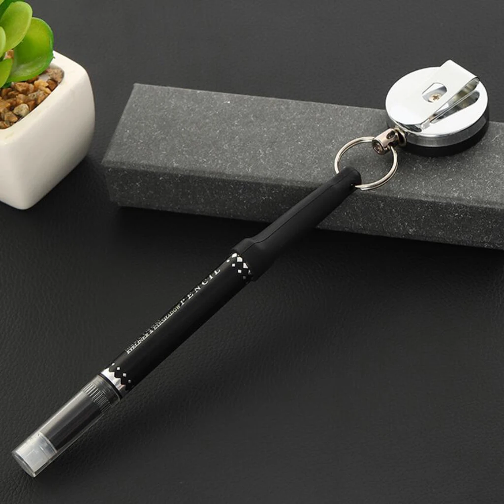 Self Retracting Wire Rope Reel Tight Metal Belt Clip with Pen/Pencil Holder