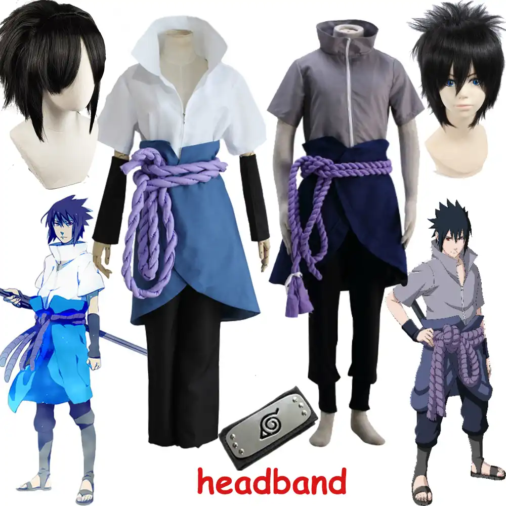 Disfraz de cosplay de Uchiha Sasuke, ropa de anime de Naruto Shippuden