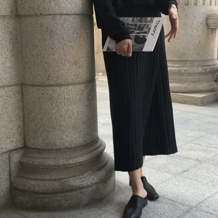 Женская осенне-зимняя кашемировая длинная юбка-карандаш средней длины с разрезом, женская элегантная приталенная юбка с высокой талией, Jupe Longue Femme Hiver