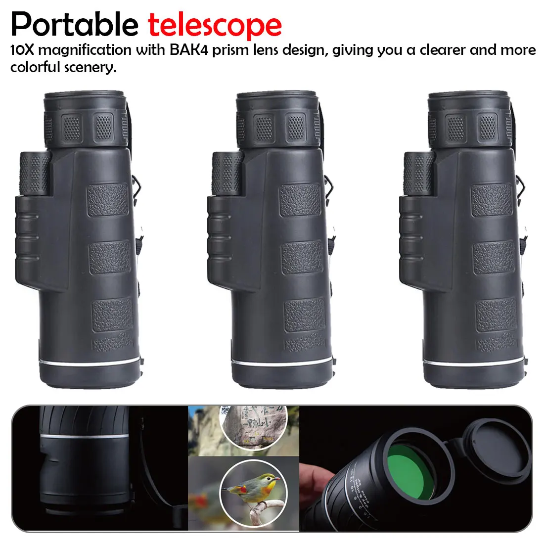 

Night Vision HD Portable Outdoor Hunting Camping Bird Watching Travelling Telescope 40X60 Monocular Low Light