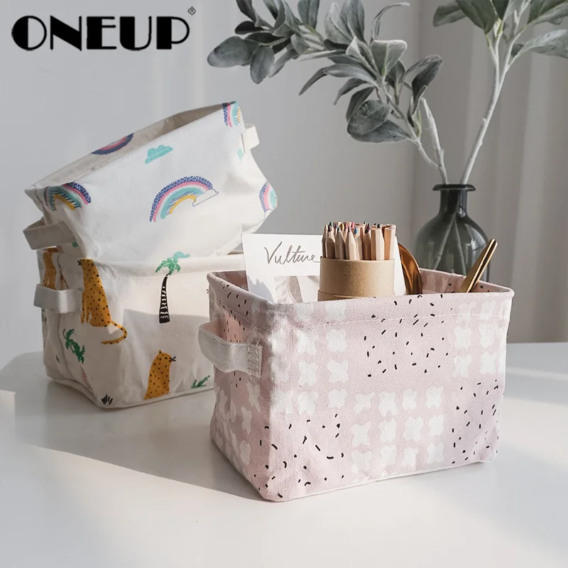 

ONEUP New DIY Desktop Storage Basket Sundries Underwear Storage Box Cosmetic Book Organizer Stationery Container Laundry Basket