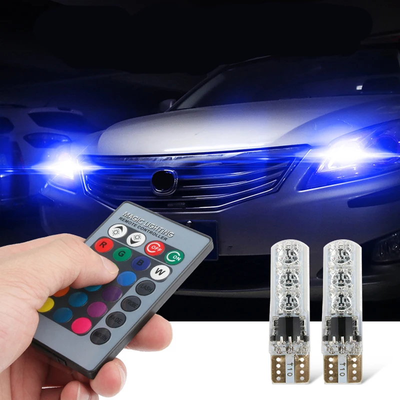 RGB T10 W5W Светодиодные Габаритные фонари для автомобиля для renault megane 2 duster logan clio laguna 2 Koleos