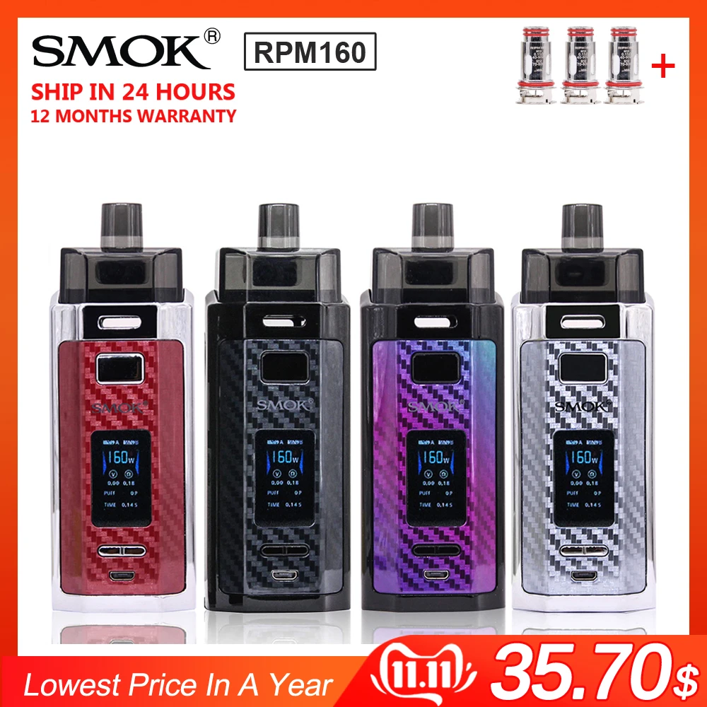Оригинальный набор для электронной сигареты SMOK RPM160 160 Вт с картриджем 7 5 мл об/мин