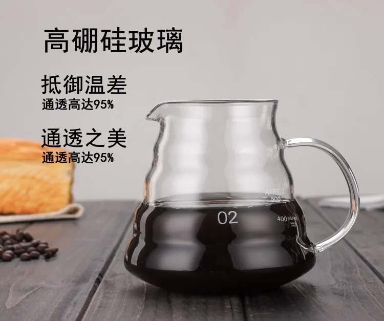 Five Household High-temperature Resistant Glass Coffee Maker Stainless Steel Coffee Hand Punch Hourglass Strainer Filter Cup wit