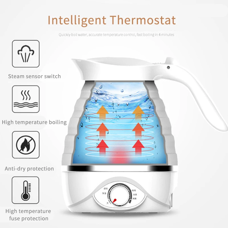 110/220v 0.75L Электрический чайник силиконовая Складная Компактная для путешествий водонагреватель Регулируемое напряжение домашний электрический прибор