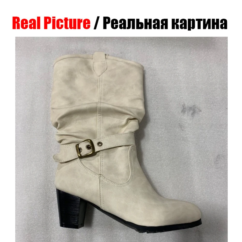 RIBETRINI/женские мотоциклетные ботинки; Новинка года; Винтажные ботинки на не сужающемся книзу высоком массивном каблуке; ботинки на платформе с круглым носком; зимняя обувь на меху; большие размеры