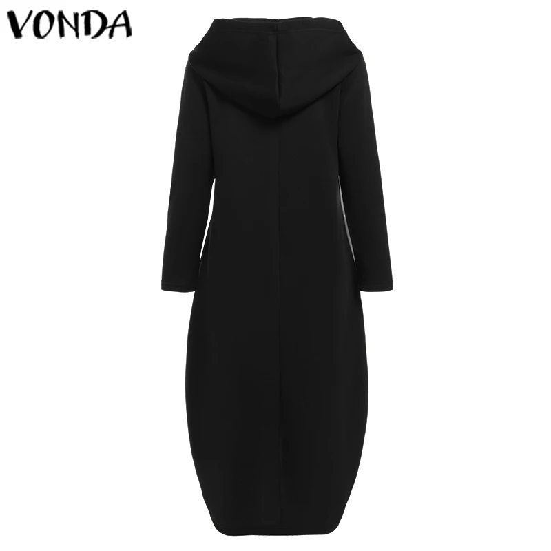 Зимнее платье VONDA для беременных; осень г.; однотонные платья с капюшоном; пляжный сарафан в богемном стиле; длинное платье для беременных; Vestidos Femme