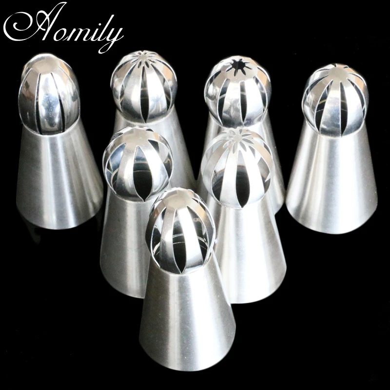 Amoliy 7Pcs Big Size Russian Pastry Icing Piping Torch Nozzles Decorating Tip Cake Cupcake Moldes Para Reposteria Bakery Tools