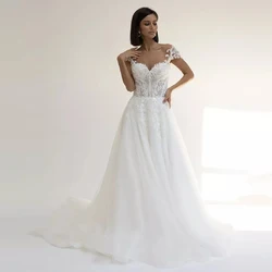 Simple Off-The-Shoulder Sequined Wedding Dresses for Ladies 2022 Summer Strapless Bridal Gowns with Chiffon свадебное платье
