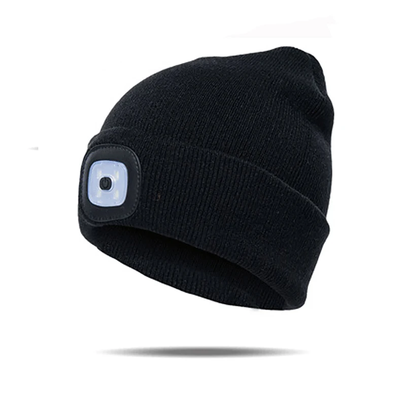 Mens Women Beanie Hat LED Light USB 