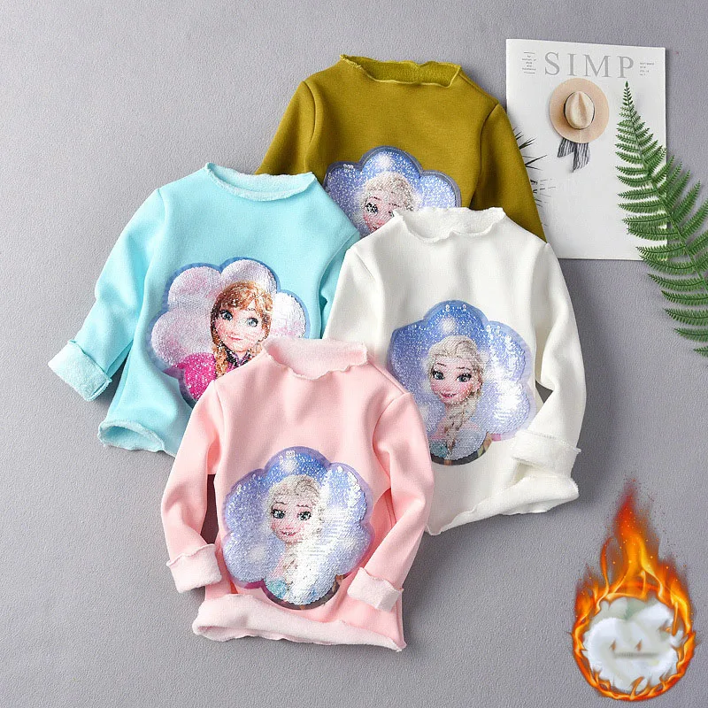 Teenster зимний флисовый джемпер; Рождественский костюм принцессы Эльзы и Анны с блестками и сменным рисунком; одежда для маленьких девочек