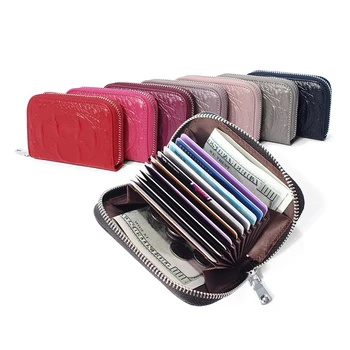 

Leather Card Wallet Men RFID Credit Bank Card Case Small Wallet Crocodile Zipper Large Capacity Zero Wallet Business Card Holder