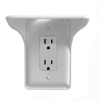 

Wall Outlet Shelf Standard Vertical Duplex Décor Outlet with Cable Channel Charging for Cell Phone Home White