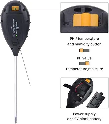 Humidimètre de sol, Sol Kit de Test, 4 en 1 Testeur de Sol Numérique avec PH/Soleil/Humidité/Température  De Mesure Outil pour Jardin - AliExpress