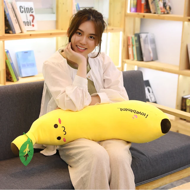 Soft Giant Yellow Banana Plush Pillow Stuffed Realistic Fruit Toy Doll  Cute100cm